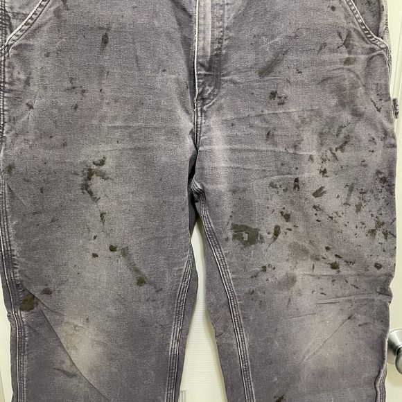 Carhartt B11 PTB Canvas Carpenter Pants Mens 36x30 Gray Distressed Stained Worn - Picture 6 of 9